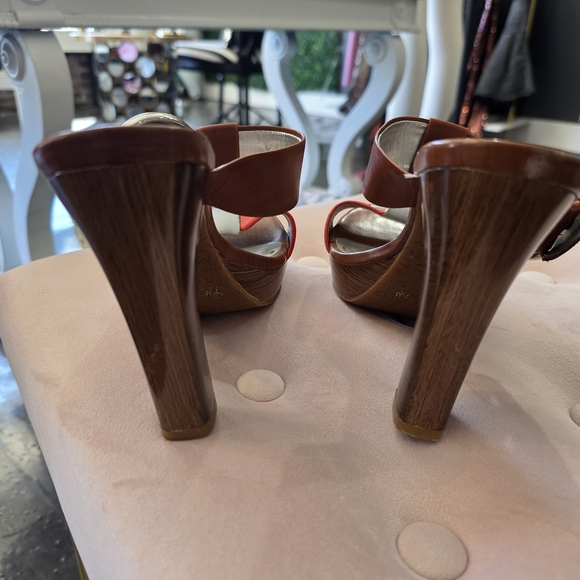 Gianni Bini Orange and Tan Heeled Sandals - Picture 5 of 5